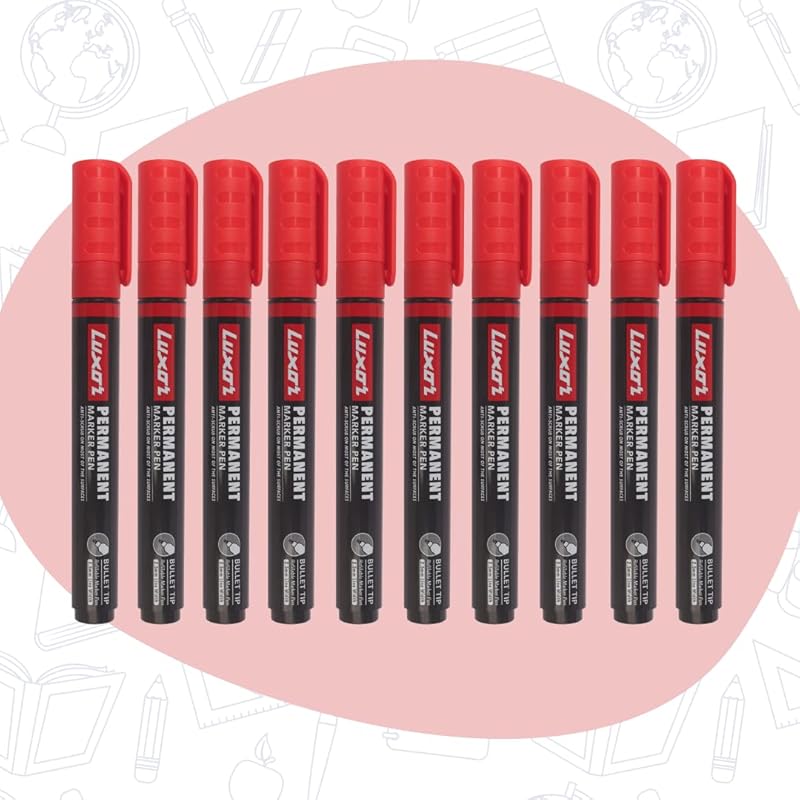 Luxor Refillable Permanent Marker In Vibrant Red, Pack Of 10, Perfect For Bright And Sustainable Writing 110 красный