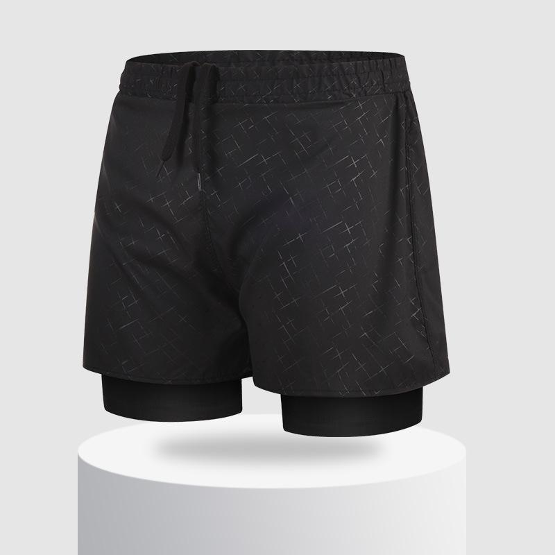 Men's Quick-Dry Double-Layer Loose-Fit Printed Swim Trunks