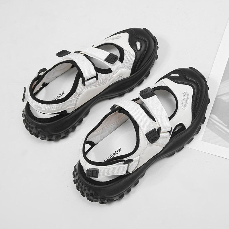 

Сандалии на толстой подошве с полым носком, женские летние спортивные сандалии на липучке, уродливо-милые туфли Мэри Джейн, пляжная обувь, обувь-ракушка 35