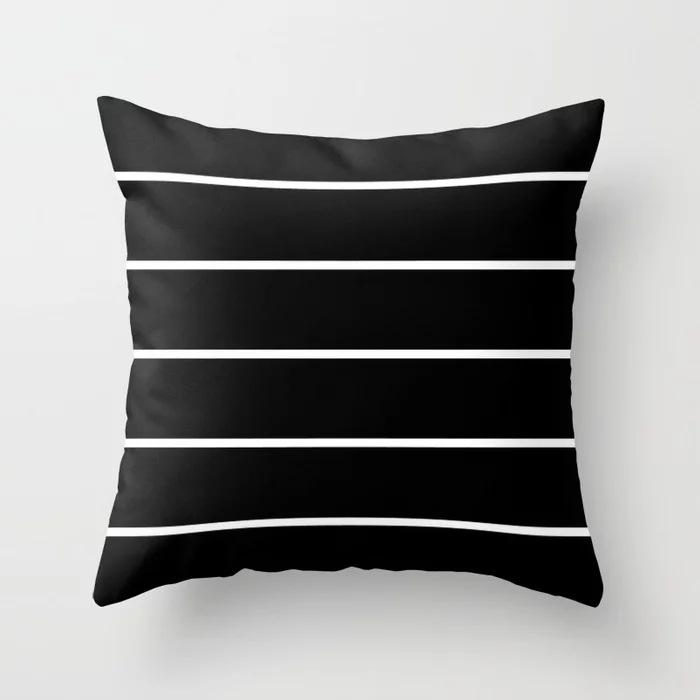Nordic Simple Black, White and Gray Striped Geometric Sofa Cushion Cover Double-sided Polyester Peach Leather Velvet Sofa Pillow Cover