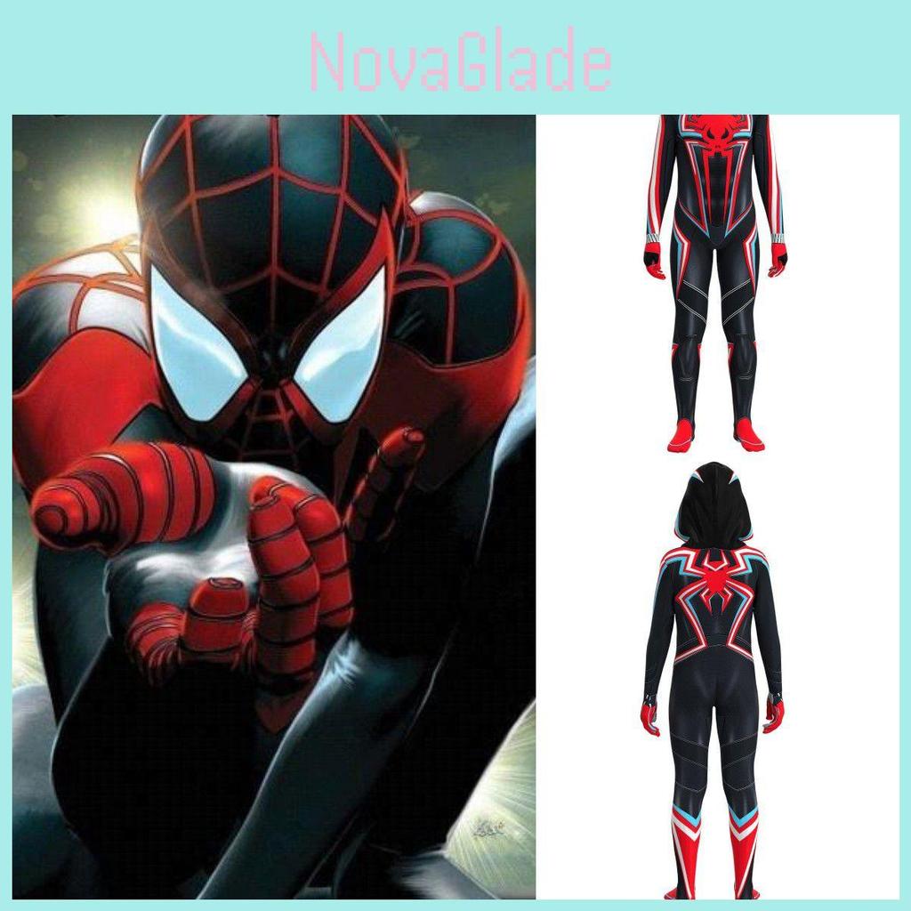 Schwarzes Spiderman-Cosplay-Kostüm, Kapuzenbody, Halloween-Karneval-Rollenspiel für Kinder und Erwachsene
