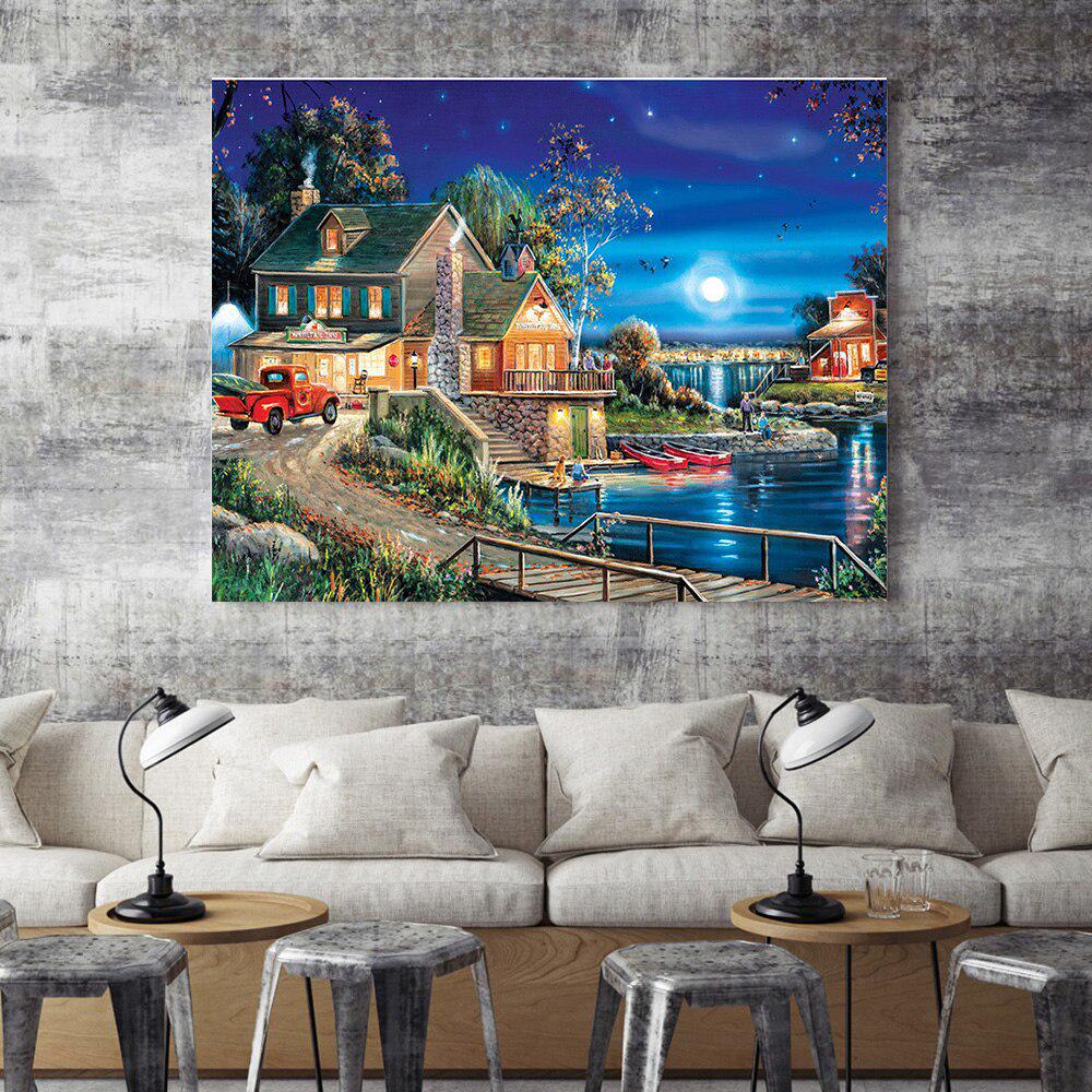 DIY 5D Diamond Painting Landscape Lodge Full Drill Round Home Decoration Embroidery