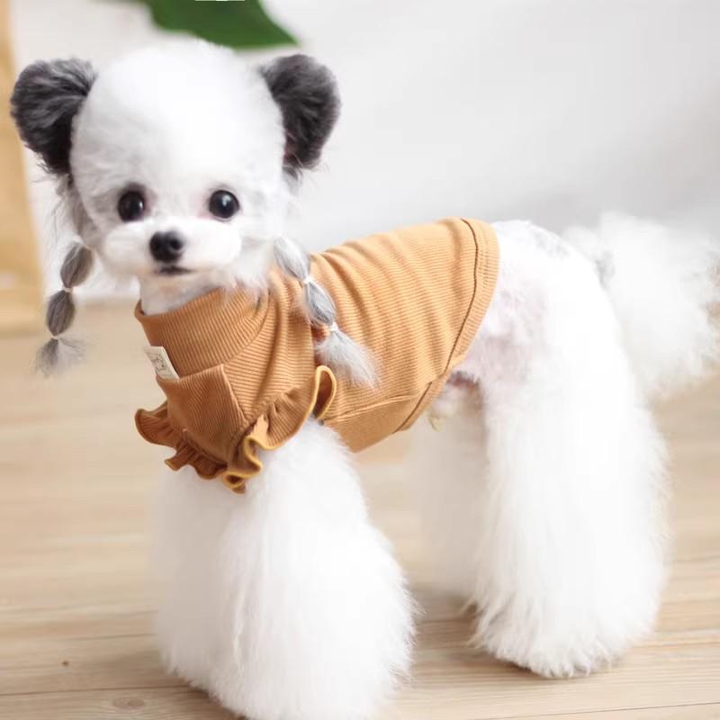 

Small Dog Undershirt Cat Puppy Costume Shirt Yorkshire Terrier Pomeranian Shih Tzu Maltese Dog Clothes Pet Clothing Apparel XXS кофейный