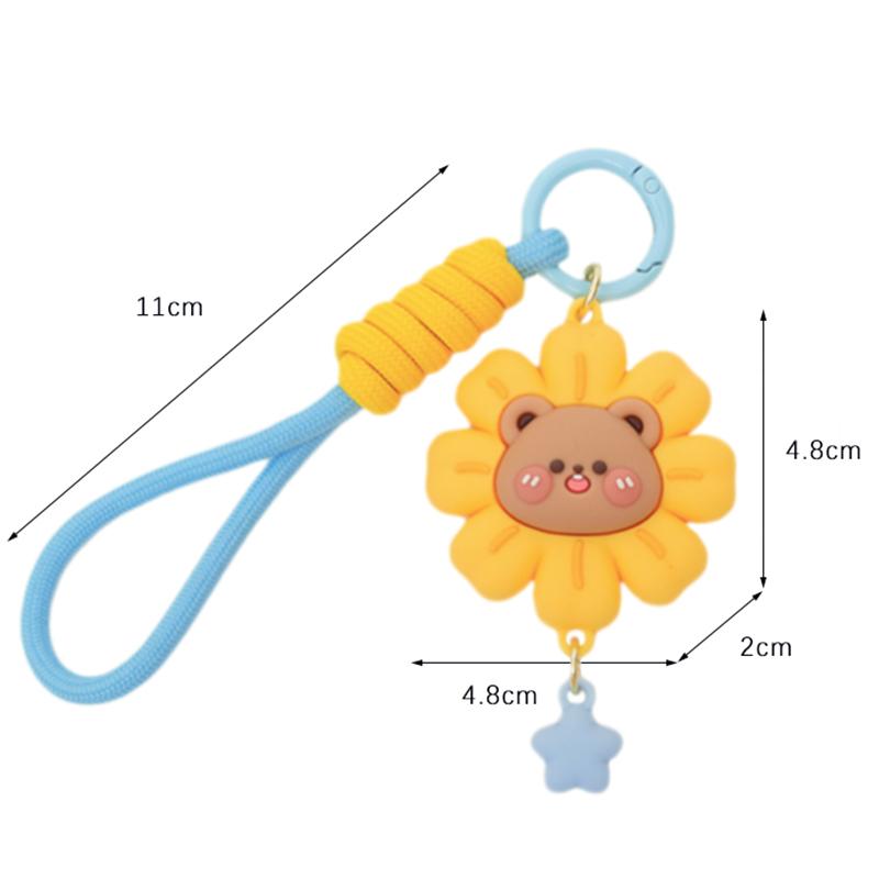 Cute Bear Rabbit Small Animal Flower Keychains Cartoon Kawaii Car Keyring Backpack Pendant Decoration Accessories Gifts