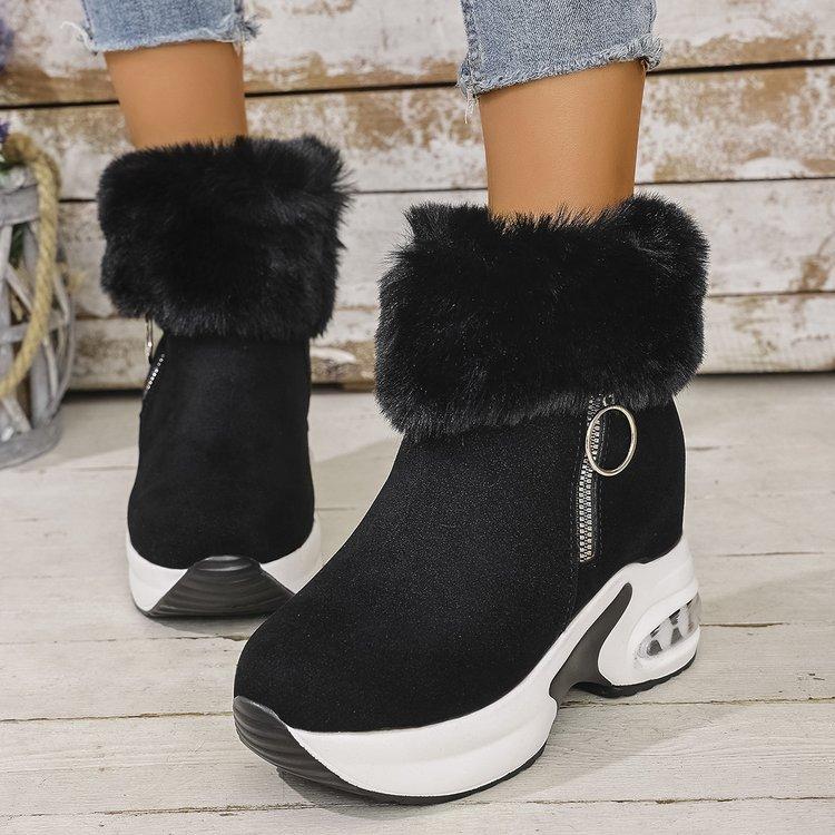 

Snow boots winter new comfortable casual cotton boots muffin slope heel thick-soled velvet short boots women 35 чорний