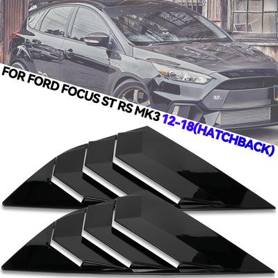 2 Stück für Ford Focus ST RS MK3 2012-2018 Schrägheck Heckscheibenlamellen Auto-Jalousien Seitenlüftungsgitter Lüftung ABS Zubehör Stil