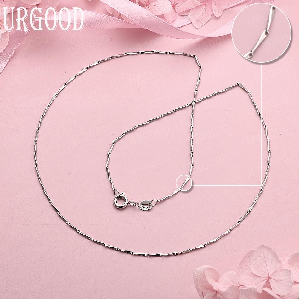 925 Sterling Silver Bamboo Chain Fashion Necklace Wedding Jewelry