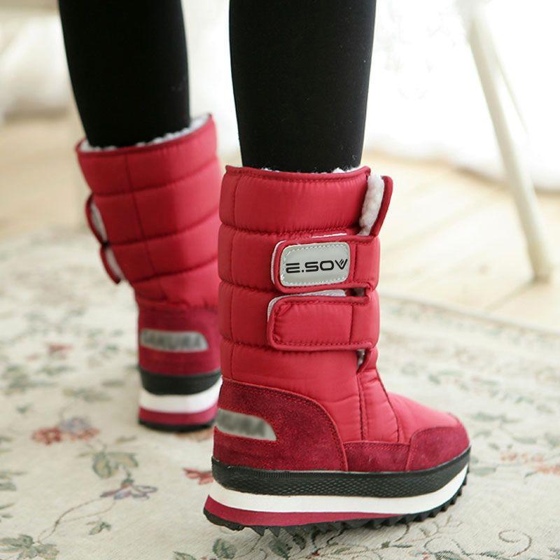 Winter fashion non-slip waterproof medium tube piled thickened snow boots warm thick bottom flat bottom comfortable versatile women's cotton shoes