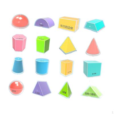 16x Geometric Solids Shapes Multicolored Blocks for Preschool Math