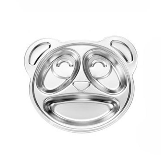 Stainless Steel Dinner Plate for Kids Cartoon Design Divided Tray Food-Grade Safe Durable Children Compartment Serving Snack Dishes