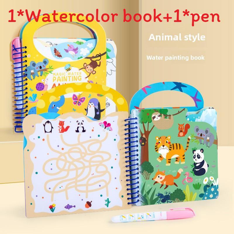 Water Drawing Book For Toddlers With Reusable Water Pen For Animal Recognition Learning