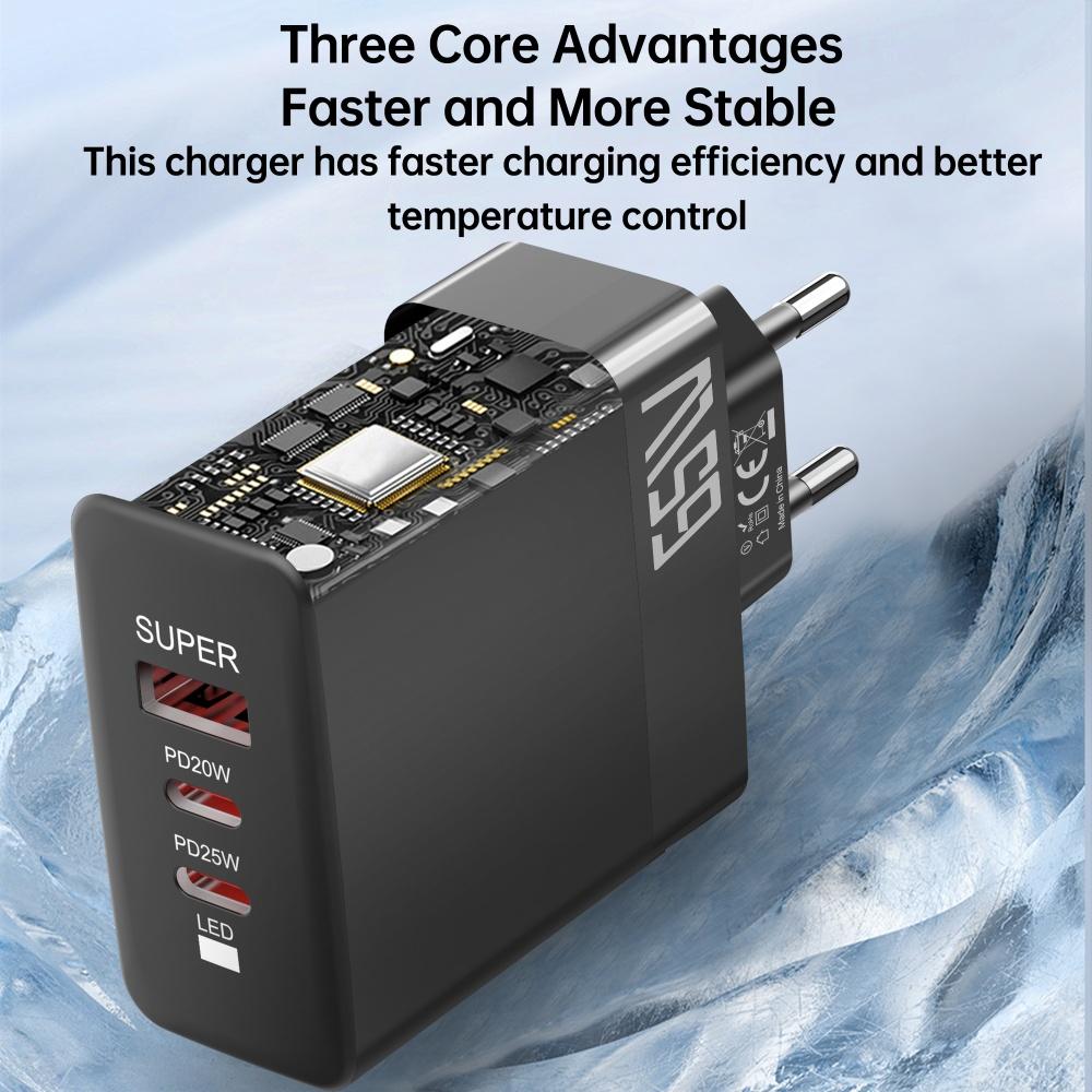 Total 65W USB C Charger Super Fast Charging Type C PD Mobile Phone Wall Adapter for iPhone 16 Pro Max Xiaomi  Samsung S24