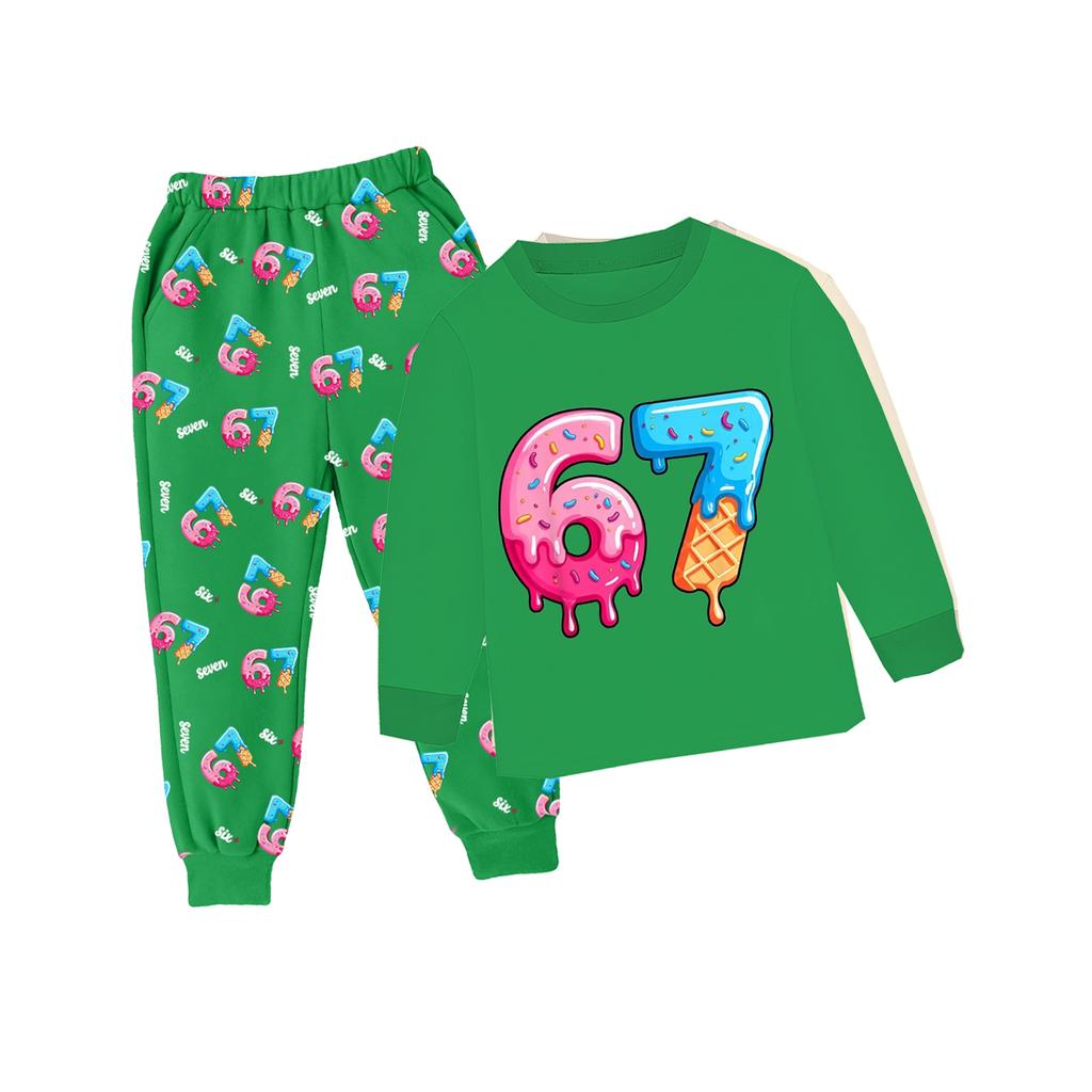 Children's Fashion Suit Skirt Round Neck Long Sleeve Top Pants