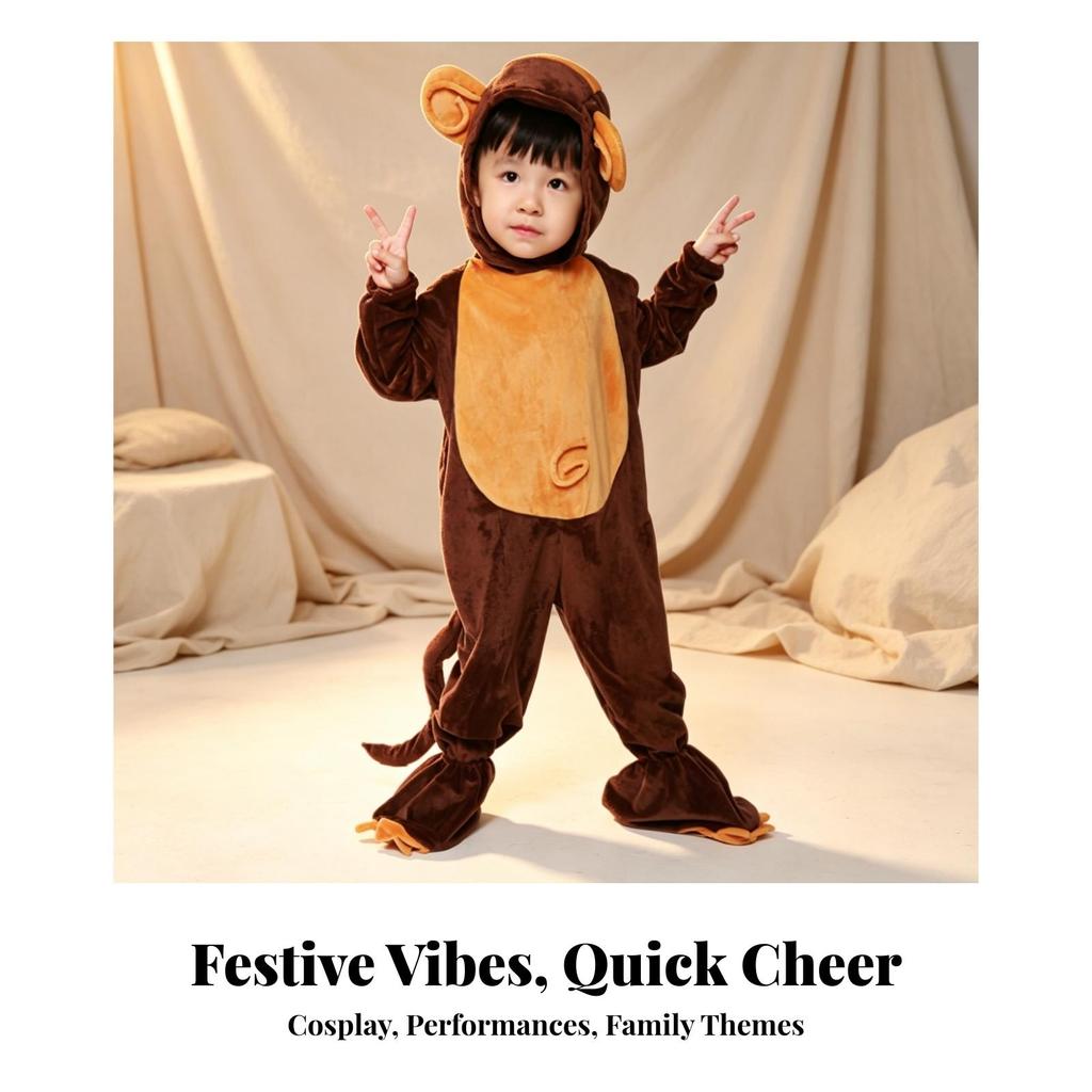 Monkey Costume Playful Animal Jumpsuit Fun for Children