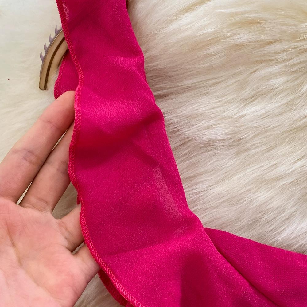 Women's Light Luxury Temperament Single Side Strapless Waisted Slim Split A-line Ruffle Dress