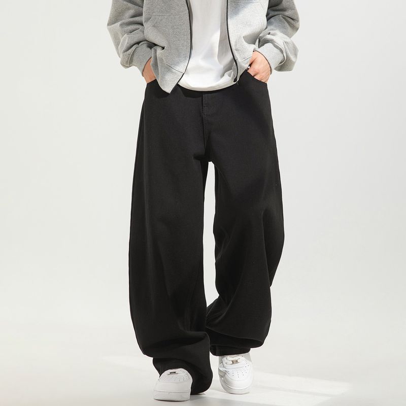 Wassup Glacier Blue American Retro Washed Jeans Men's Casual Straight Pants Distressed High Street Wide Leg Long Pants