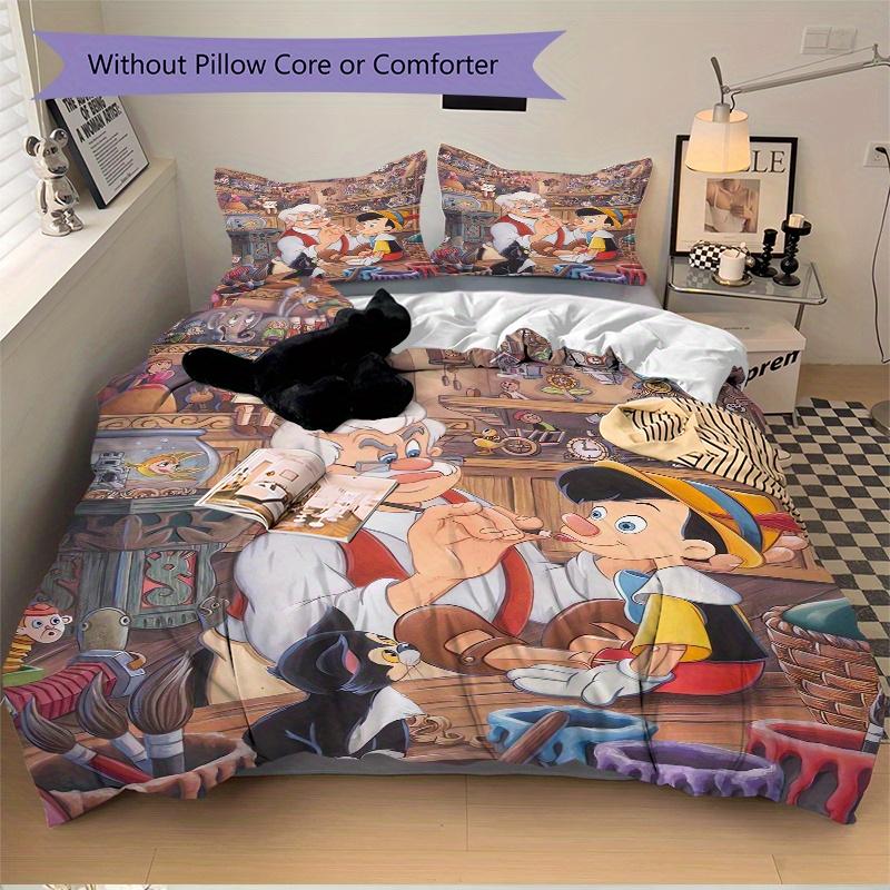 3pcs Pinocchio Printed Quilt Set Soft and Comfortable Quilt Cover for Bedroom, Guest Room S080