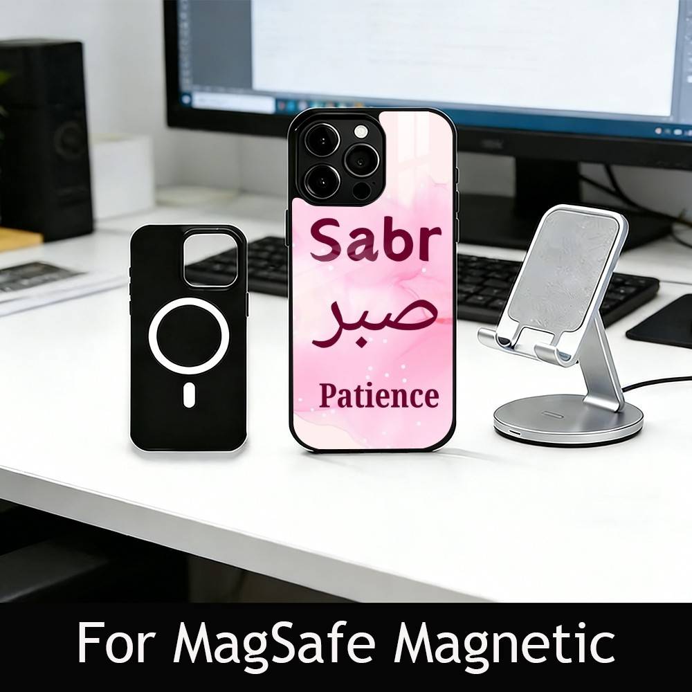 Sabr Patience Arabic Phone Case For iPhone17,16,15,14,13,12,11 Plus,Pro Magnetic with Magsafe Wireless Charging