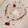 Love Cherry Beaded Necklace Female Summer Sweet Versatile Personality Sweet Cool Collarbone Chain Cute Girl Neck