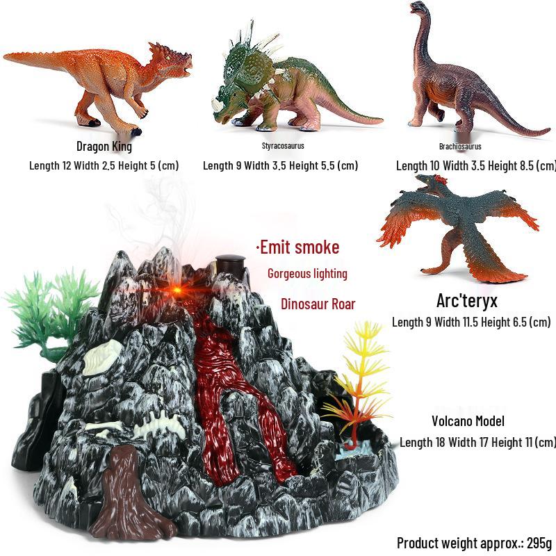 Kids' Volcano Model with Dinosaurs & Animal Scene – Sandbox, Fish Tank, or Desk Decoration
