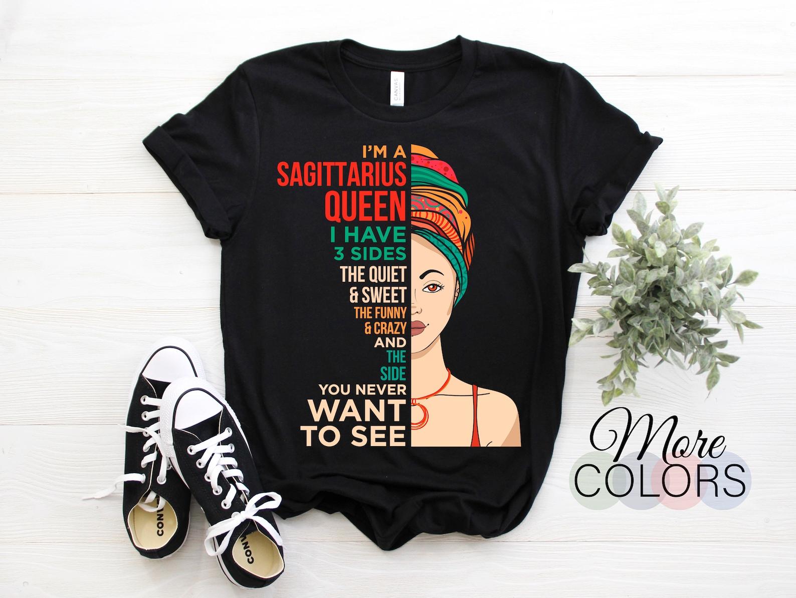 Sagittarius Afro Girl Queen Traits Rules Facts Horoscope Zodiac Sign T-Shirt, Sagittarius Gift, November 22 - December 21 Birthday Present, 150