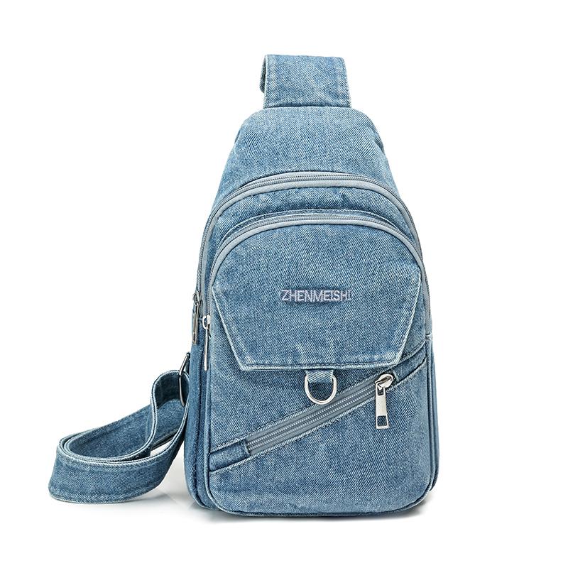 Denim Chest Bag Women's Crossbody Bag Large Capacity Shoulder Bag