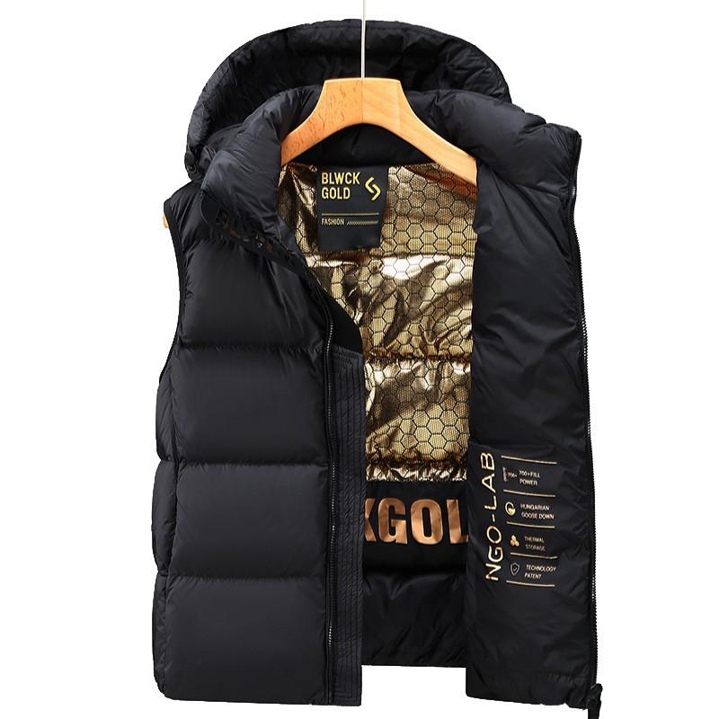 Womens Black Gold Puffer Vest Winter