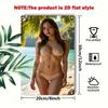 Blonde Bikini Lady Metal Wall Decor - Tropical Beach Palm Tree Art, Durable Iron Frame Easy Install for Home Cafe Bar