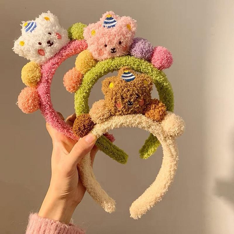 JOERBABU Cerchietto per capelli in peluche con cartoni animati, morbido e assorbente, comodo per trucco, doccia, lavaggio viso, fascia per capelli per adolescenti e ragazze