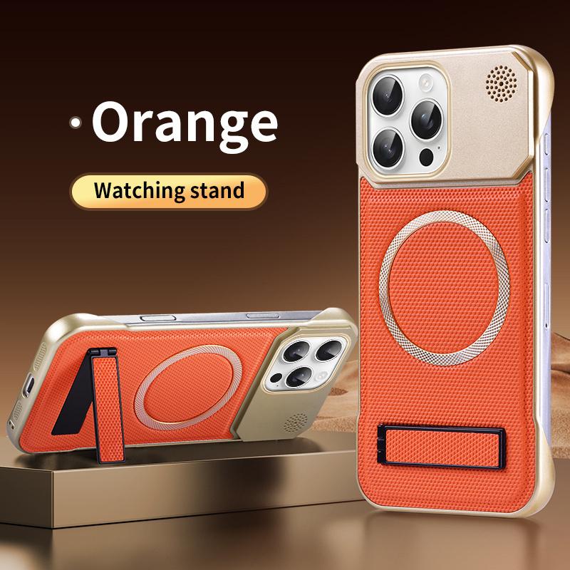 

Magnetic PU Leather Aromatherapy Bracket Phone Case For iPhone 12 13 14 15 16 17 Pro Max Plus Wireless Charging Borderless Cover For iPhone 11