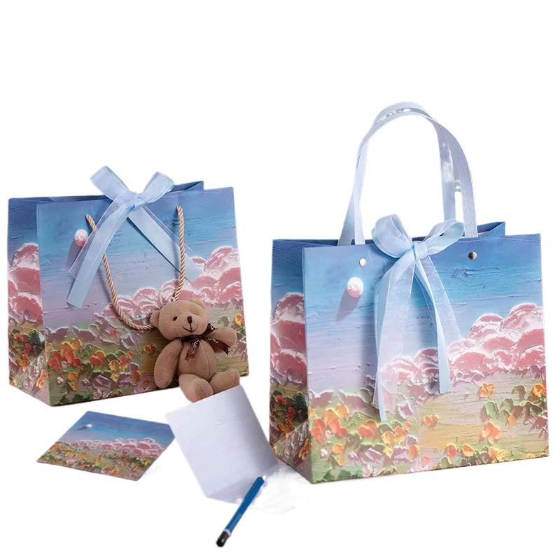 1 шт. сумка для покупок 3D сумка для хранения свадебный подарок сумка кремовая бумажная — фото 4