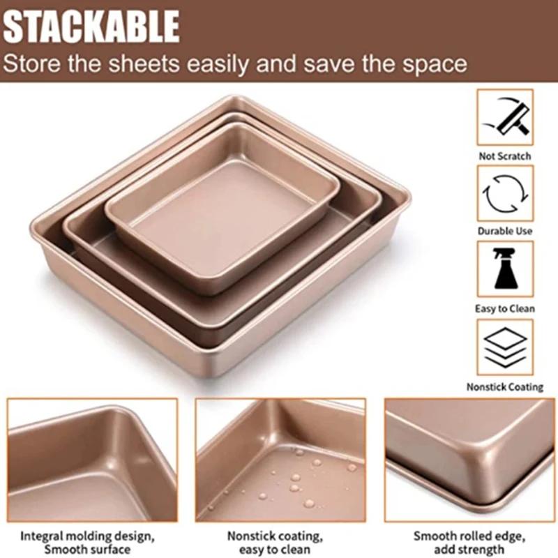 Rectangle Carbon Steel Cake Baking Tray Non-Stick Chocolate Bread Mold DIY Pastry Deep Pans Dish Kitchen Oven Bakeware Tools