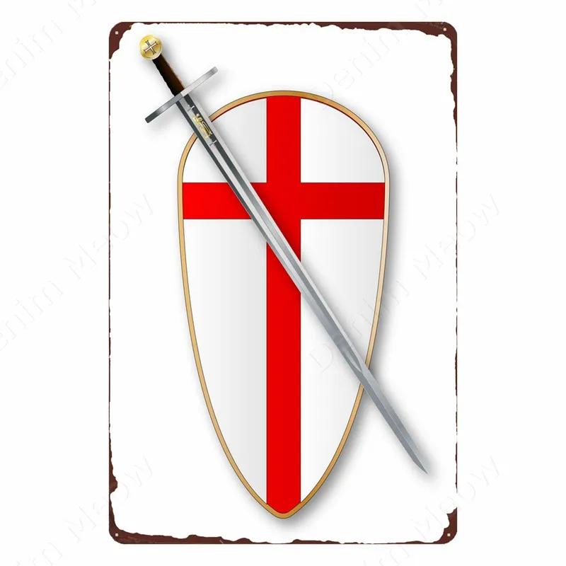 The Crusaders Vintage Metal Tin Sign, Bar, Club, Cafe, Home, Bedroom, Wall Decoration, Cruciata Art Poster, Catholicism Plaqu