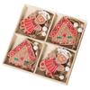 12pcs Wooden Christmas Ornaments Cute Biscuits Couple Faceless Santa Christmas Home Party Ornaments Decorations