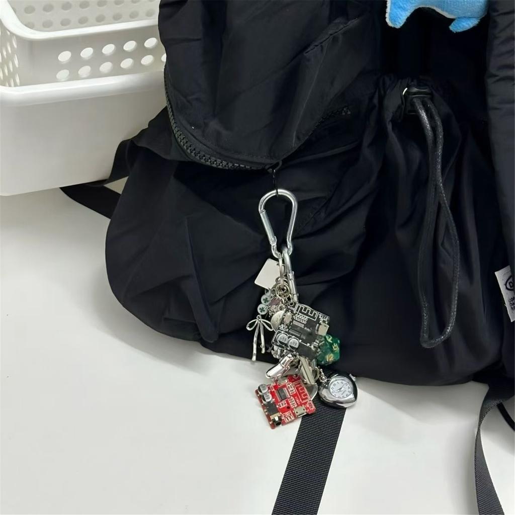 Guitar Pick Key Accessory Fashionable Keychain Pocket Watch Keyrings Alloy Texture Suitable for Party and Casual Outfits
