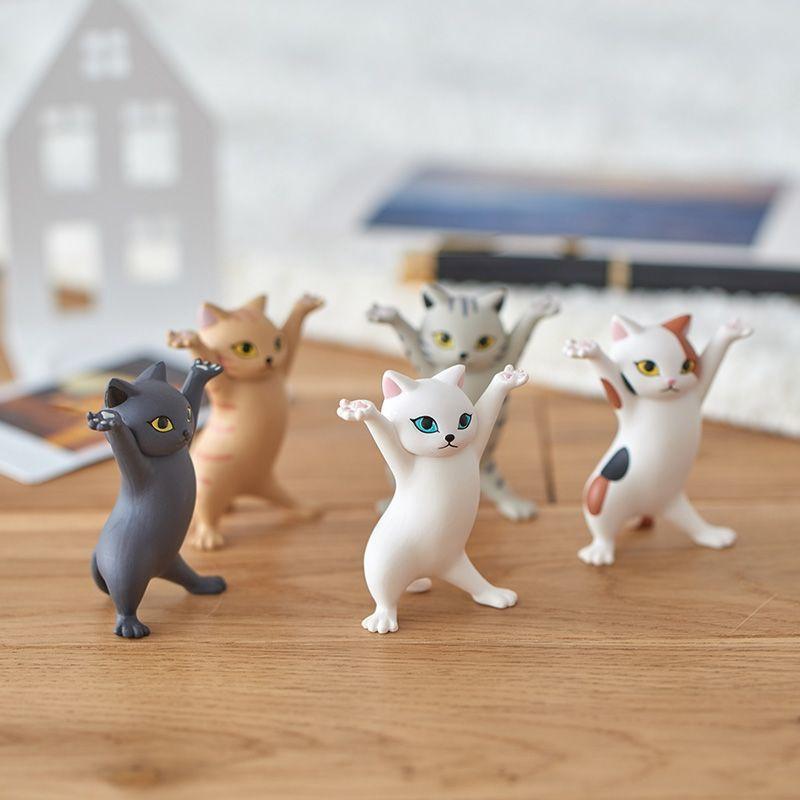 Charming Cat Figure Pen Holder Jewelry Stand And Earphone Support In Sturdy Pvc Material
