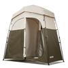 Camping Shower Tent, 2-Room Foldable Portable Privacy Tent Changing Room with Ground Stakes, Ropes, and Carry Bag, 150D Oxford Fabric with Silver