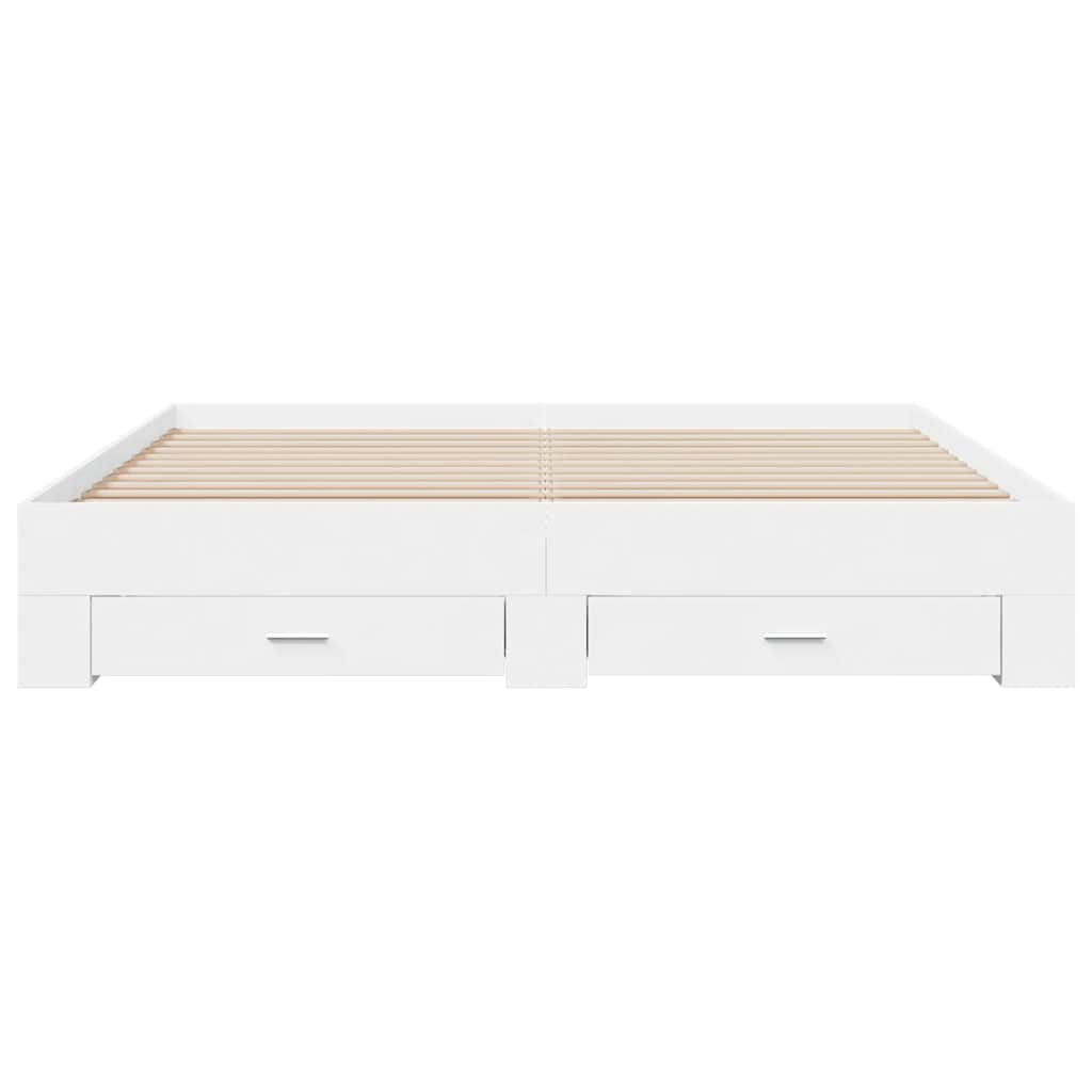 Bed Frame with Drawers White 180x200 Cm Particleboard