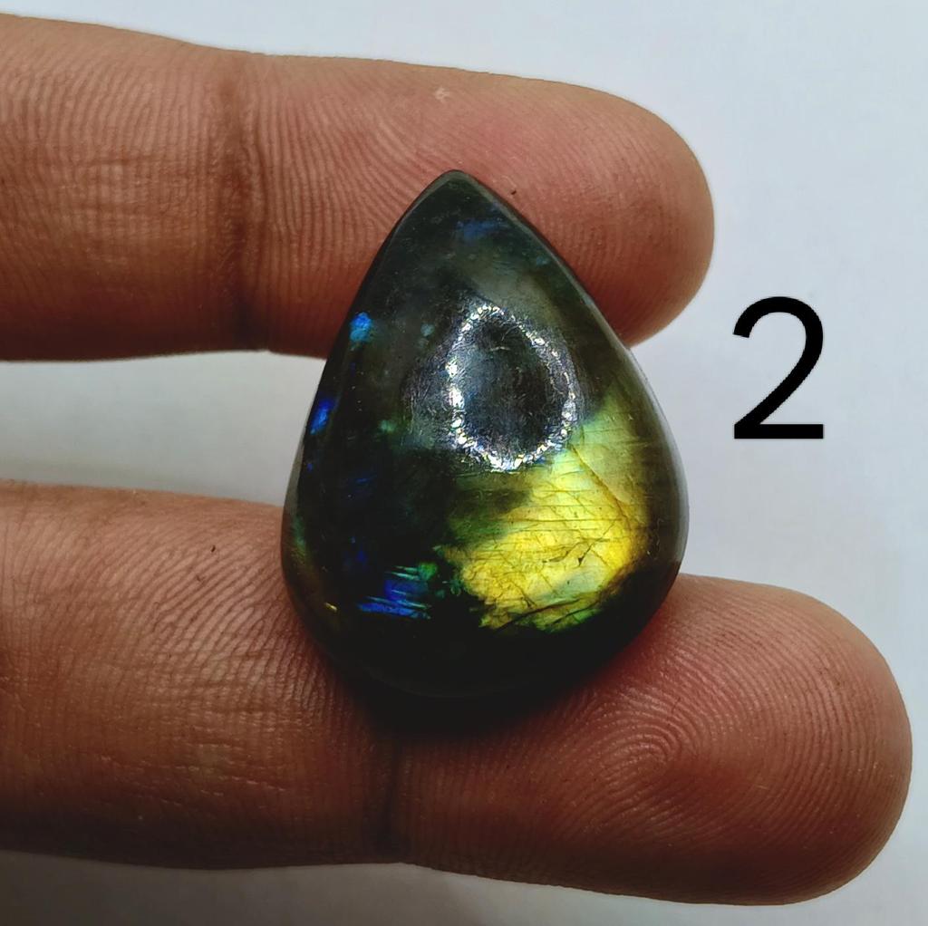 Natural Rainbow Labradorite Teardrop Cabochon, Flashy Blue Gemstone for Jewelry Making