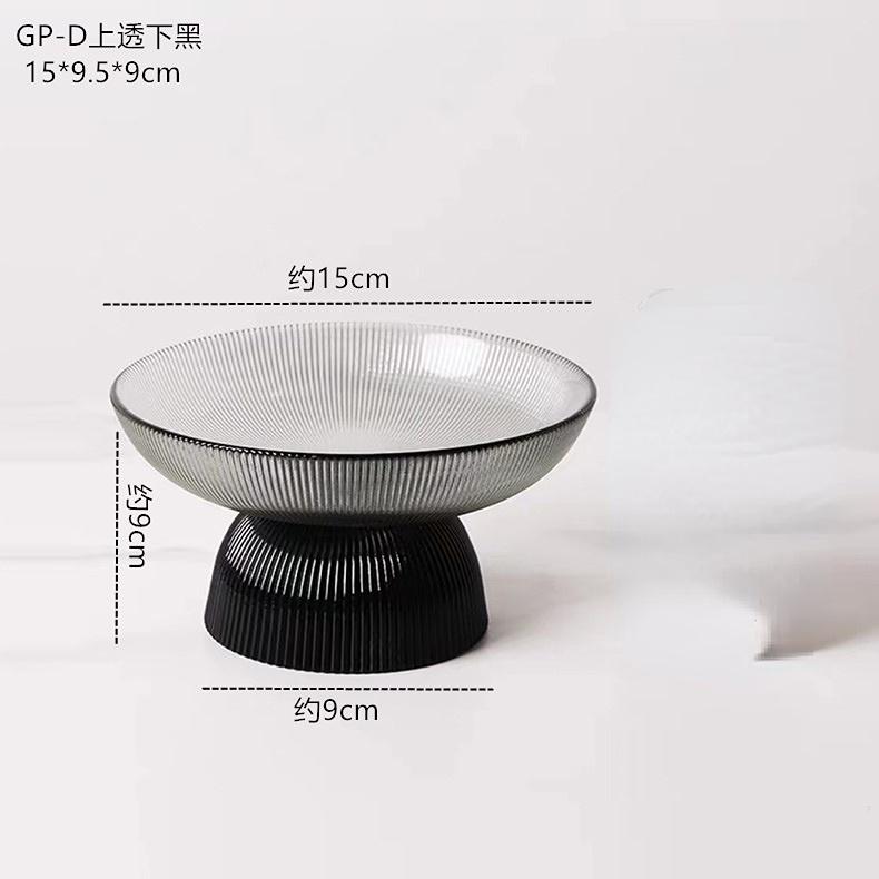 Assiette à Fruits en Verre Rayé Créative Assiette à Dessert Bol à Salade d'Avoine Décoration de Salon Assiette de Rangement Transparente pour Bonbons et Noix Décor