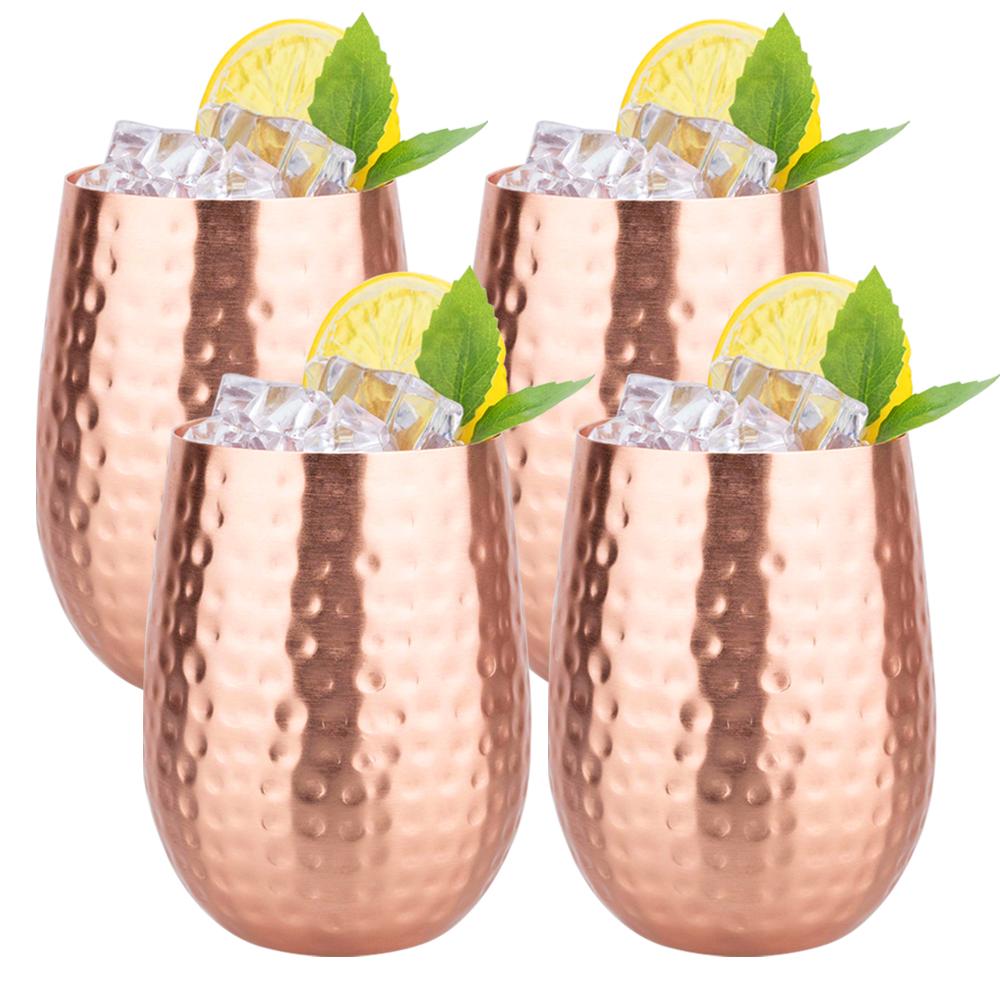 Handgefertigter Reinkupferbecher 450ml Luxus Kupfer Martell Cocktail Whiskey Tassen Wasserbecher Trinkgeschirr für Wasser Milch Kaffee Küche Bar