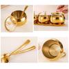 Practical Spices Jar Set with Serving Spoons Stainless Steel Spices Jar Set 3 Sections with Lid and Tray for Serving