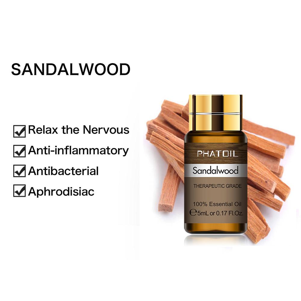 Phatoil sândalo 5/10/30/100ml óleo essencial antibacteriano puro desparasitação difusores de aromaterapia massagem fragrâncias cuidados saudáveis