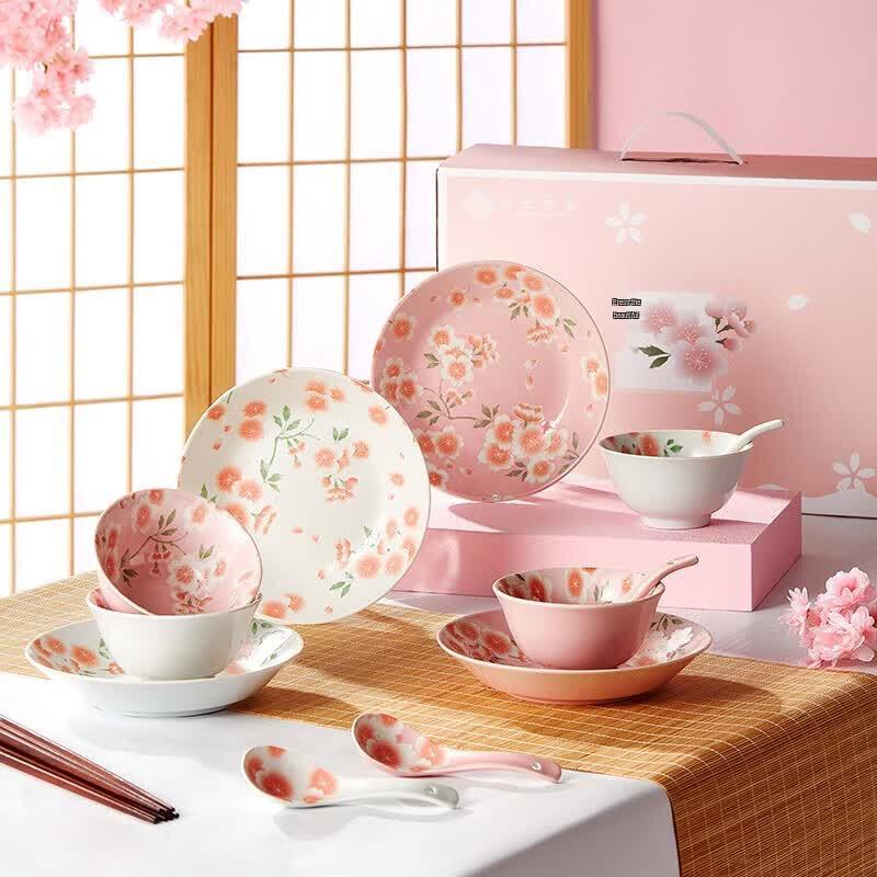 JINGREPUBLIC Cherry Blossom 16-Piece Dinnerware Set