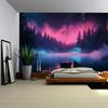 Aurora Lake Forest Starry Sky Tapestry Wall Hanging Cloth for Bedroom Headboard Living Room Sofa Decor