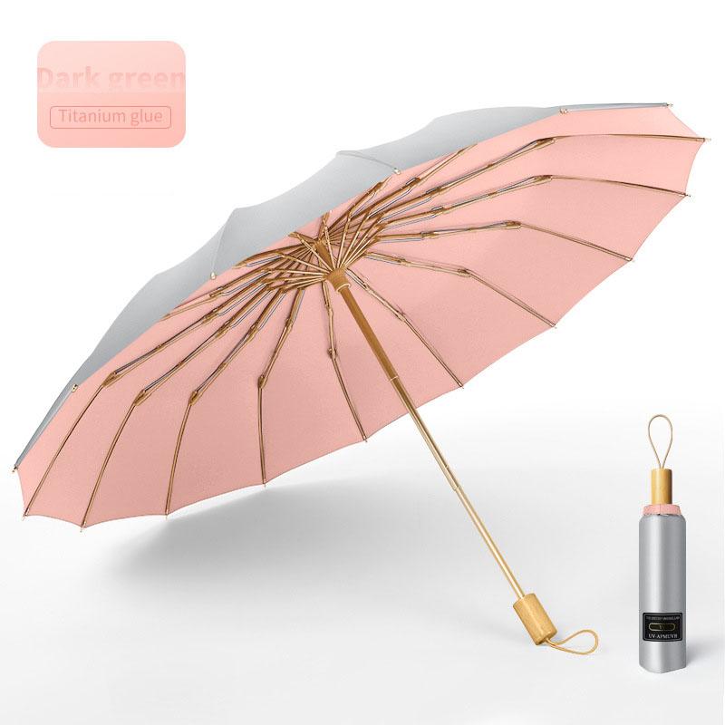 

Портативный складной зонт с 16 ребрами, серебряный солнечный зонт для путешествий, супер солнцезащитный крем, защита от ультрафиолета UPF50 +