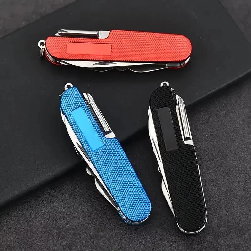 11 in 1 Multi-Purpose Stainless Steel Folding Knife with Wood Handle Outdoor Keychain Pocket Multi-Tools Knive