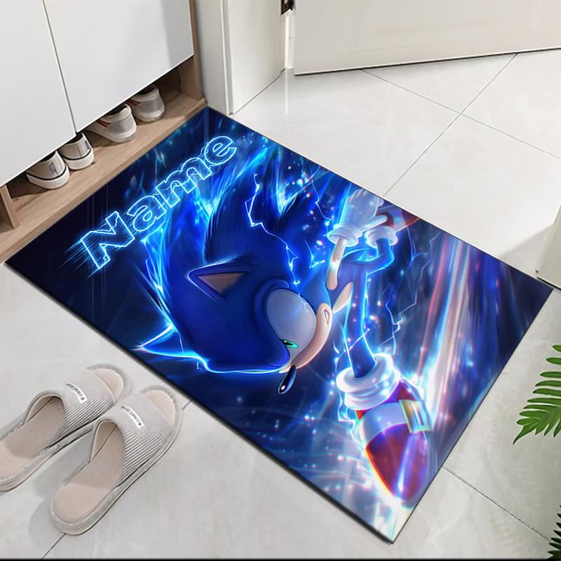 Custom Name Sonic Printed Carpet Rug For Office Chair Living Room Bedroom Kitchen Room Decor Gifts