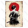 Japanese Samurai Vintage Metal Plate Living Room Decoration Painting Metal Wall Art Plaque Retro Tin Sign Bar Pub Home Decor