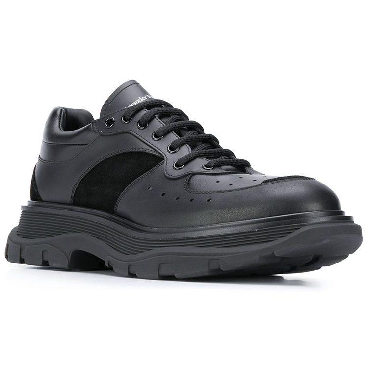 Alexander McQueen Tread Suede panelled Leather Trainers 'Black' 627222WHRH51081